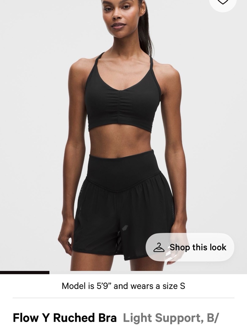 lululemon athletica Black Flow Y Ruched Sports Bra